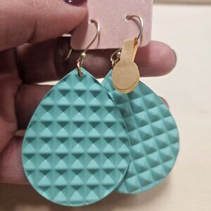 Earrings - thick drop - metal - blue